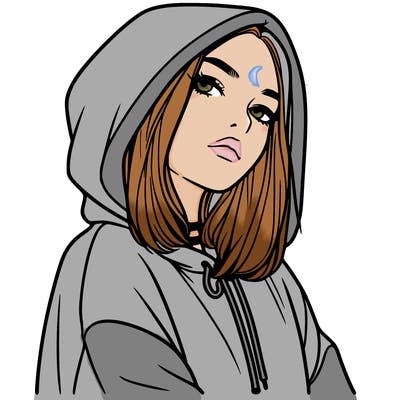 a realistic girl in a hoodie