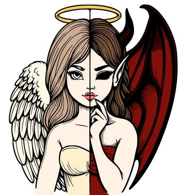 realistic angel half demon