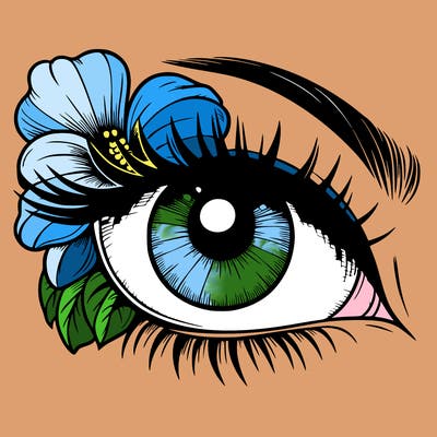 realistic eye with flower