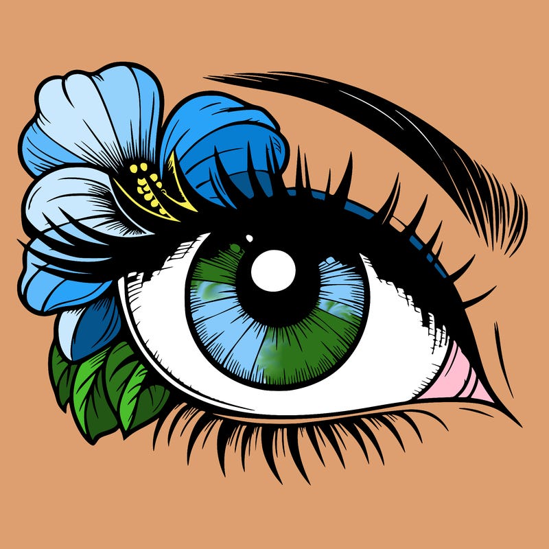 realistic eye with flower