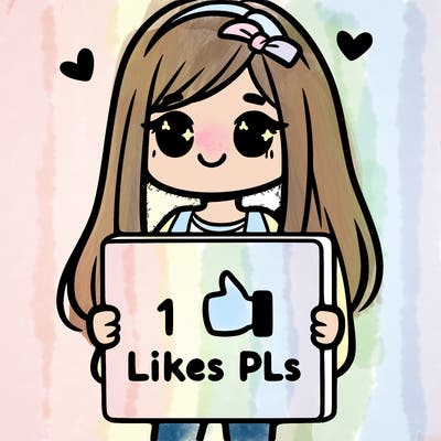 girl holding a sign saying 10 likes pls