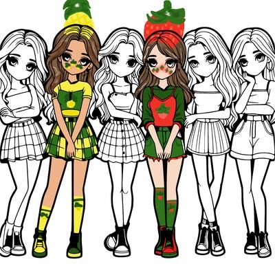 a group of girls realistic
