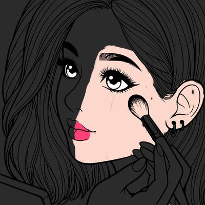 a realistic girl doing her makeup