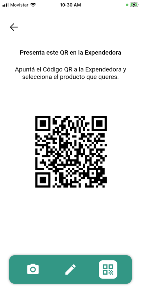 Vending Control - A QR code displayed on the Vending Control app screen for making cashless payments at a vending machine.