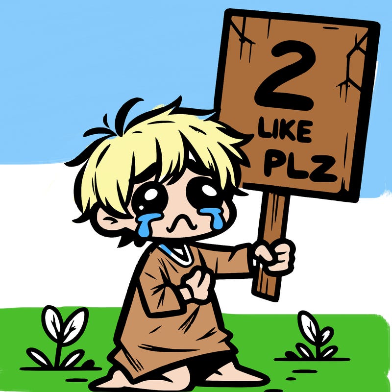 small poor toddler crying with sign that says 2 like plz