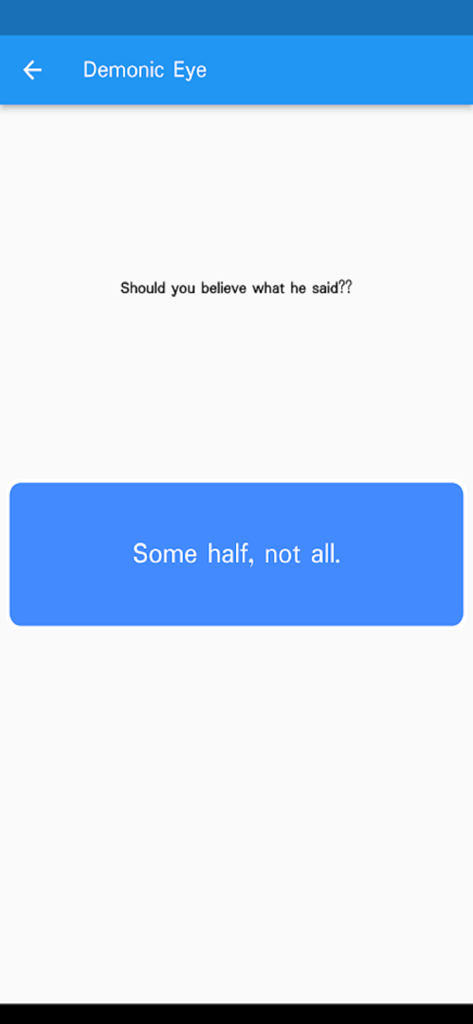 Myanmar Fortune - A question and answer screen from the Demonic Eye oracle in the Myanmar Fortune app.
