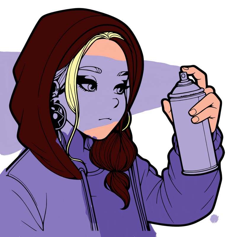 a realistic girl, spray painting