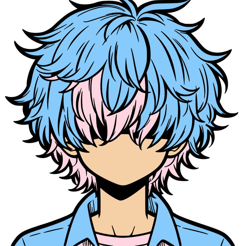 manga boy fluffy hair covering his eyes