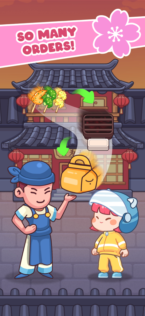 Chef and delivery character with food skewers in BBQ Sort puzzle game