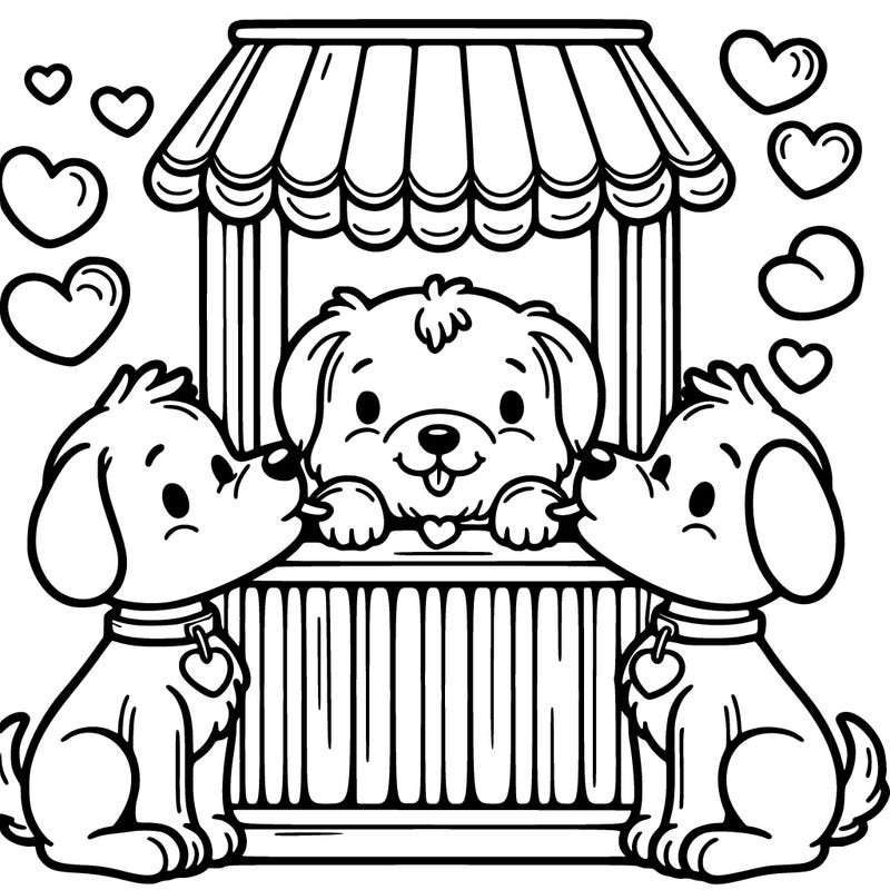 two dogs and a kissing booth