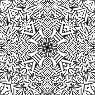 Immerse yourself in the captivating patterns of this Op Art Geometric Mandala coloring page. Its intricate design and optical illusions promise a challenging yet rewarding creative experience, perfect for mindful coloring.