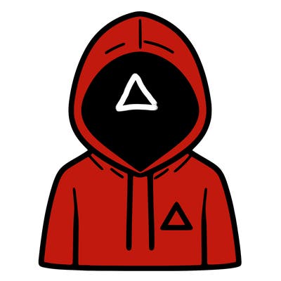 a person with non face waering a hoodie with a small triangle symbol