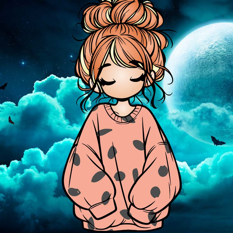 girl with baggy sweatshirt and messy bun