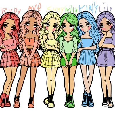 a group of girls realistic