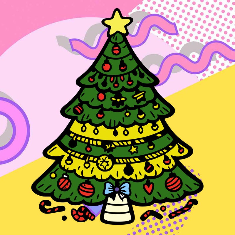 christmas tree with lots of details