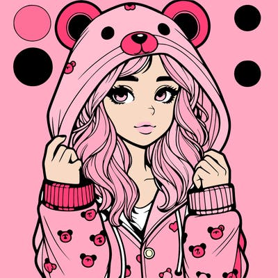 realistic girl in a animal pjs hoodie