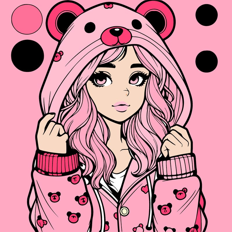 realistic girl in a animal pjs hoodie