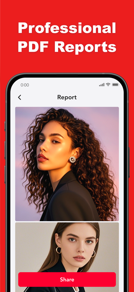 Flash Doc Scanner - PDF Maker - Flash Doc Scanner app interface displaying a professional PDF report with images and a share button