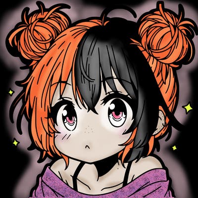 a manga girl with messy small buns