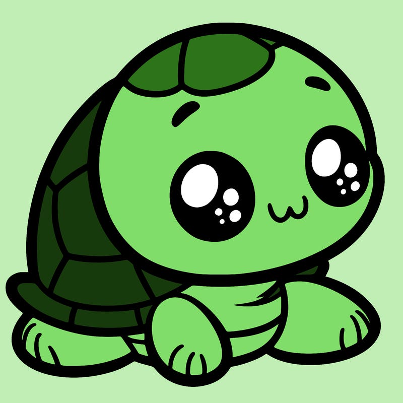 cute little animated turtle