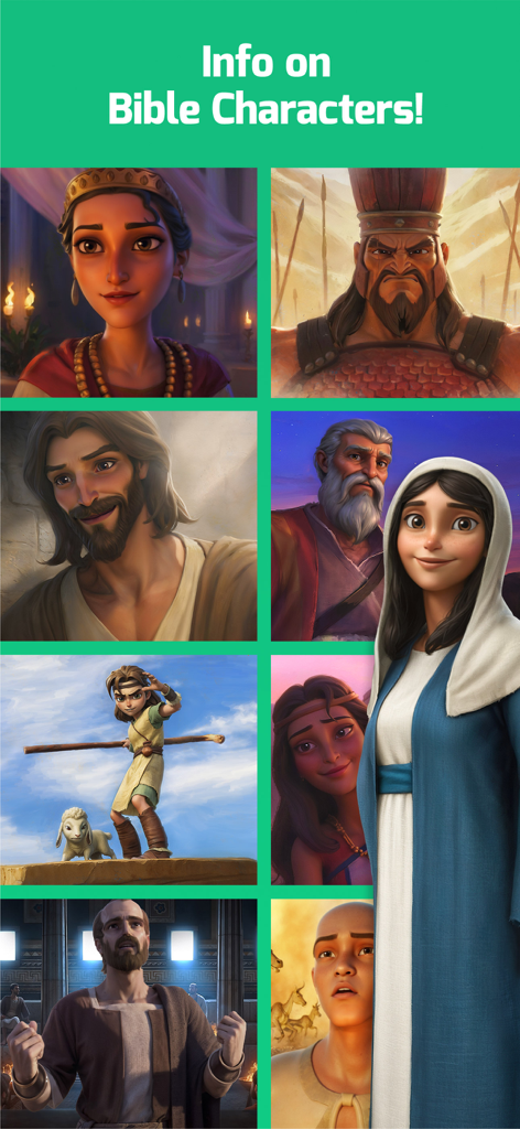 Superbook Kids Bible - スーパーブックキッズバイブルアプリからの3Dアニメーション聖書キャラクターのコレクション