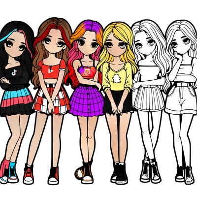 a group of girls realistic