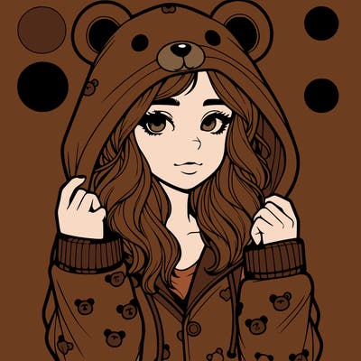 realistic girl in a animal pjs hoodie
