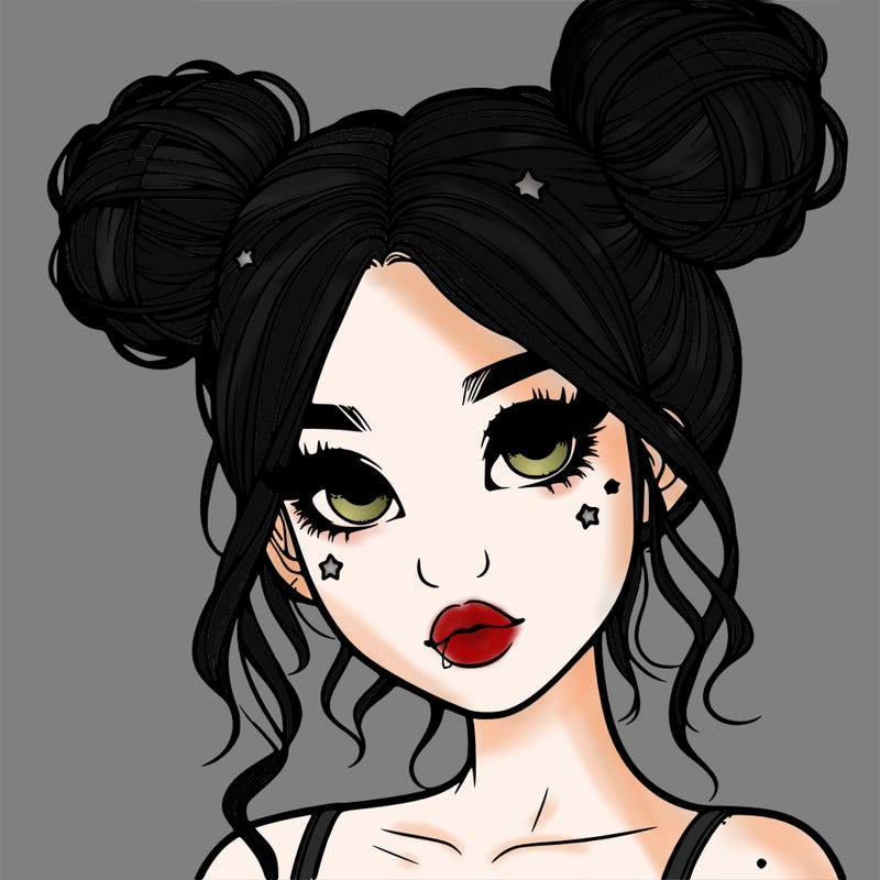 realistic girl with space buns