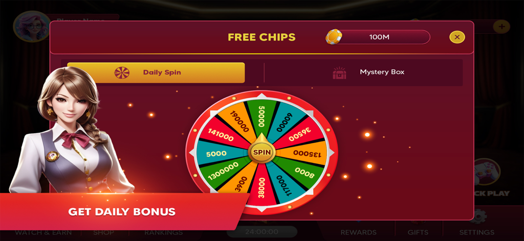 Funzione ruota di spin giornaliera nel gioco Roulette Live Casino che offre bonus in fiches gratuite.