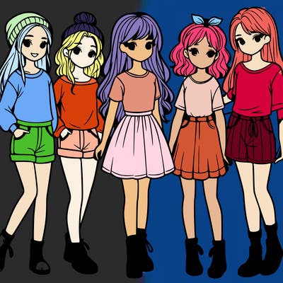 a group of five girls