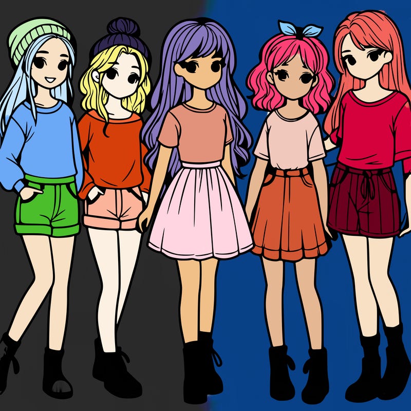 a group of five girls