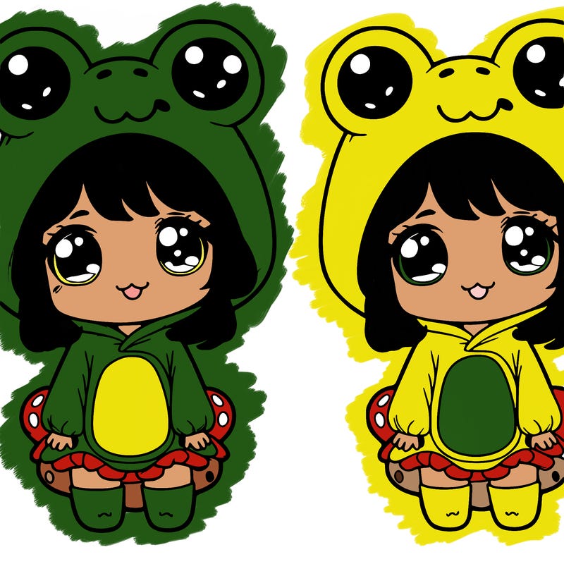 cute girl in a frog costume