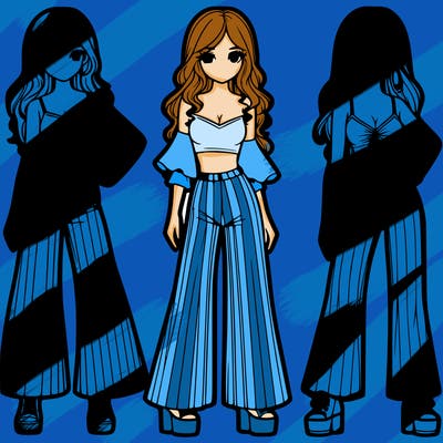 girls with flare pants and crop tops realistic