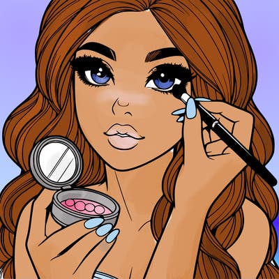 realistic girl doing makeup