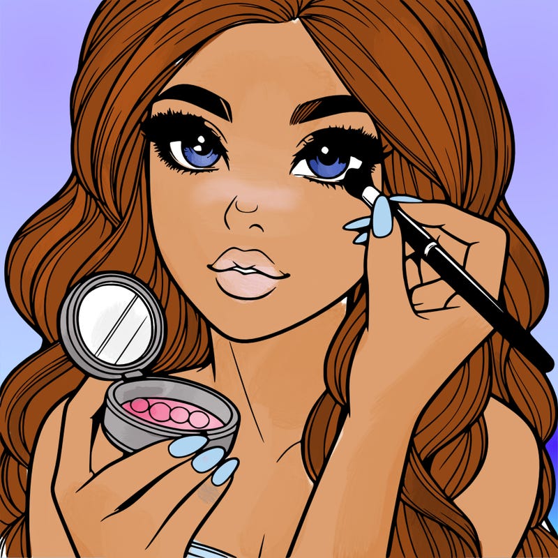 realistic girl doing makeup