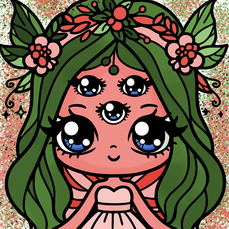 pretty lady with four eyes and fairy wings