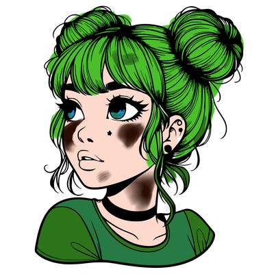 realistic girl with spacebuns