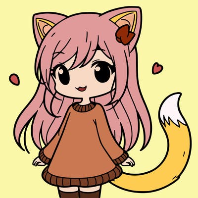 girl with cat ears and tail