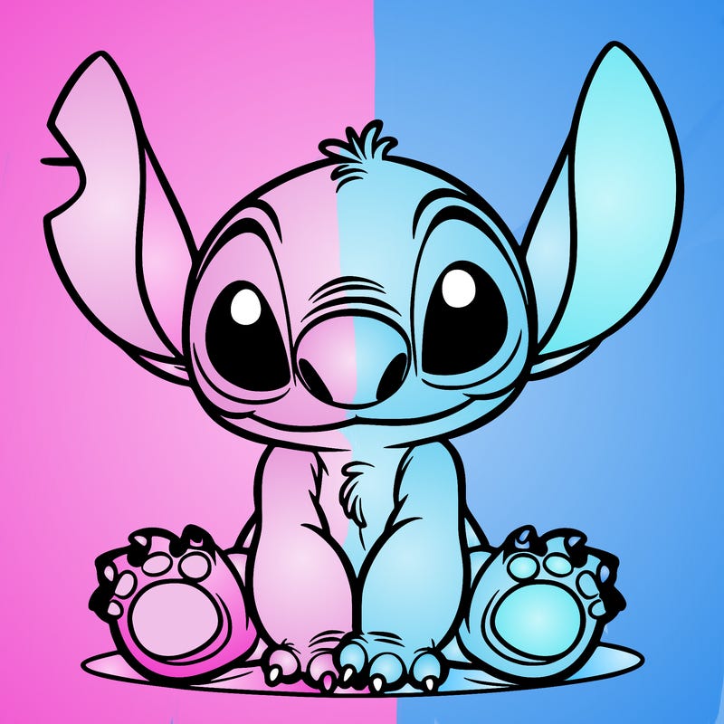 stitch sitting down being cute hands-down