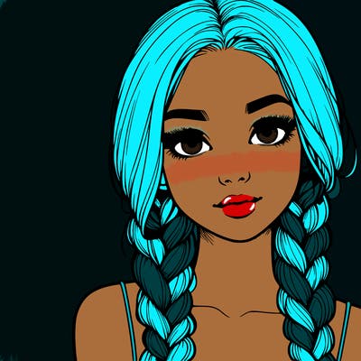 realistic girl with braids