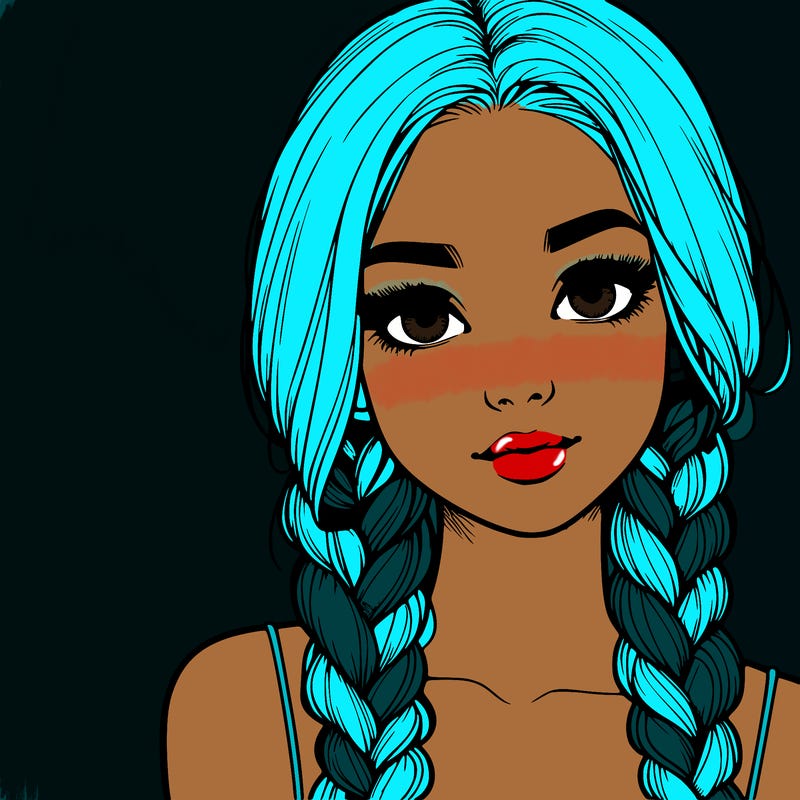 realistic girl with braids