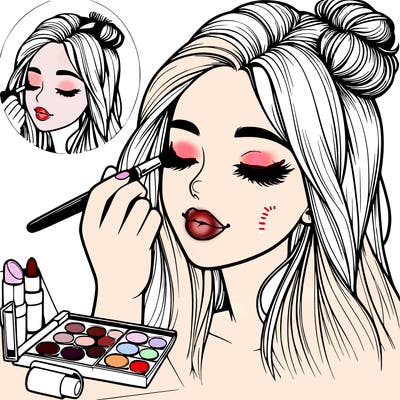 realistic girl doing makeup