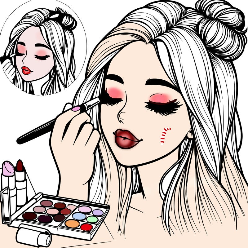 realistic girl doing makeup