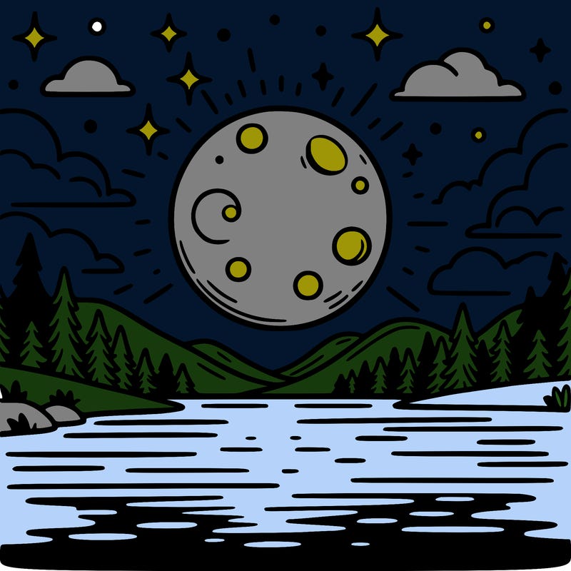 moonlight shining on a lake