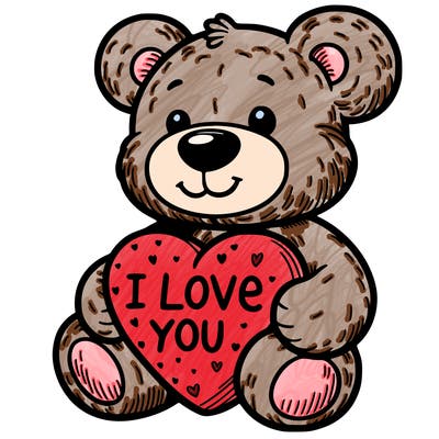 teddy bear holding an i love you heart