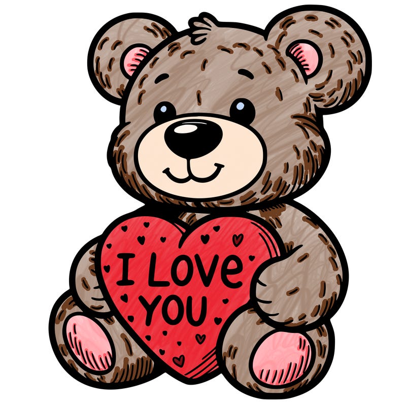 teddy bear holding an i love you heart