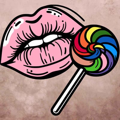 lips with lollypop