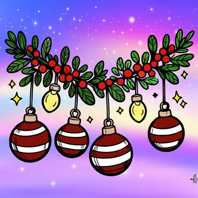 christmas garland with big bulbs