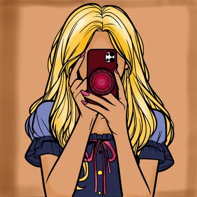 a realistic girl holding her phone taking pictures