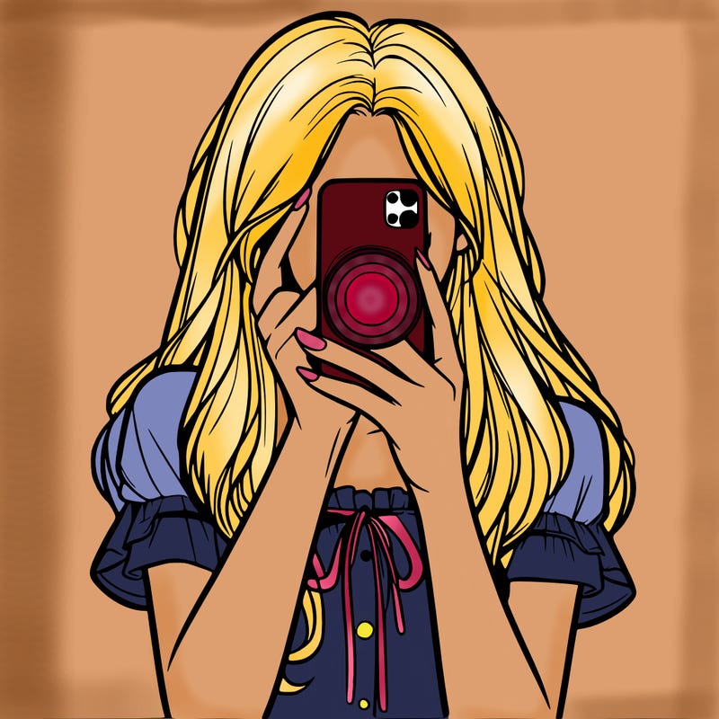a realistic girl holding her phone taking pictures